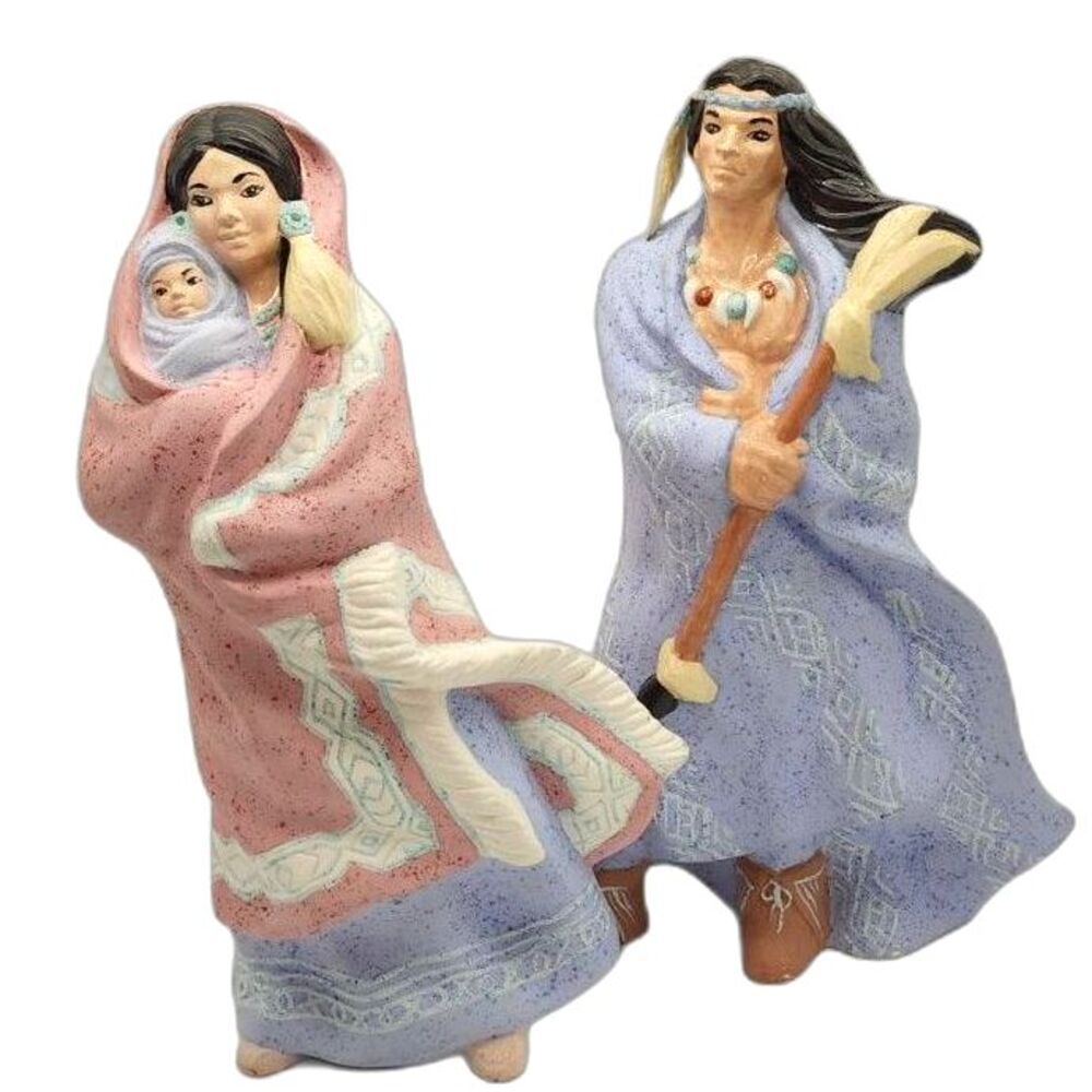 Vintage Native American Indian Ceramic Collectible Figurines Set